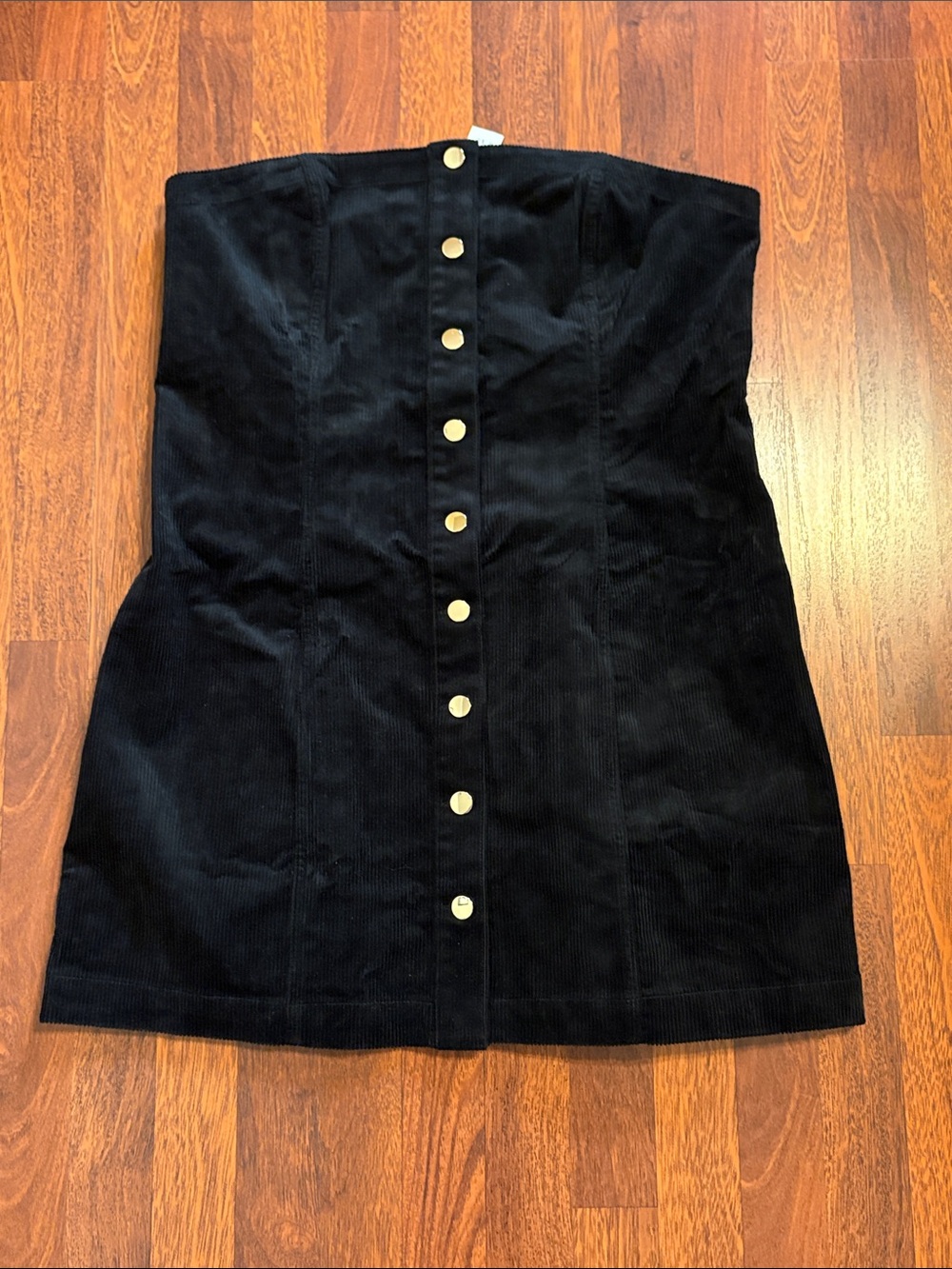 GAP Strapless Black Corduroy Button-Front Mini Dress size XL